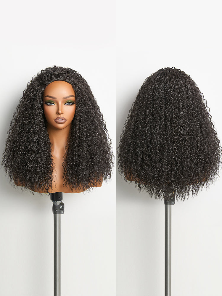 Élorvane Synthetic Fiber + Human Hair 3-in-1 Bouncy Curly Half Wig Ready to Wear Effortless Daily Wear
