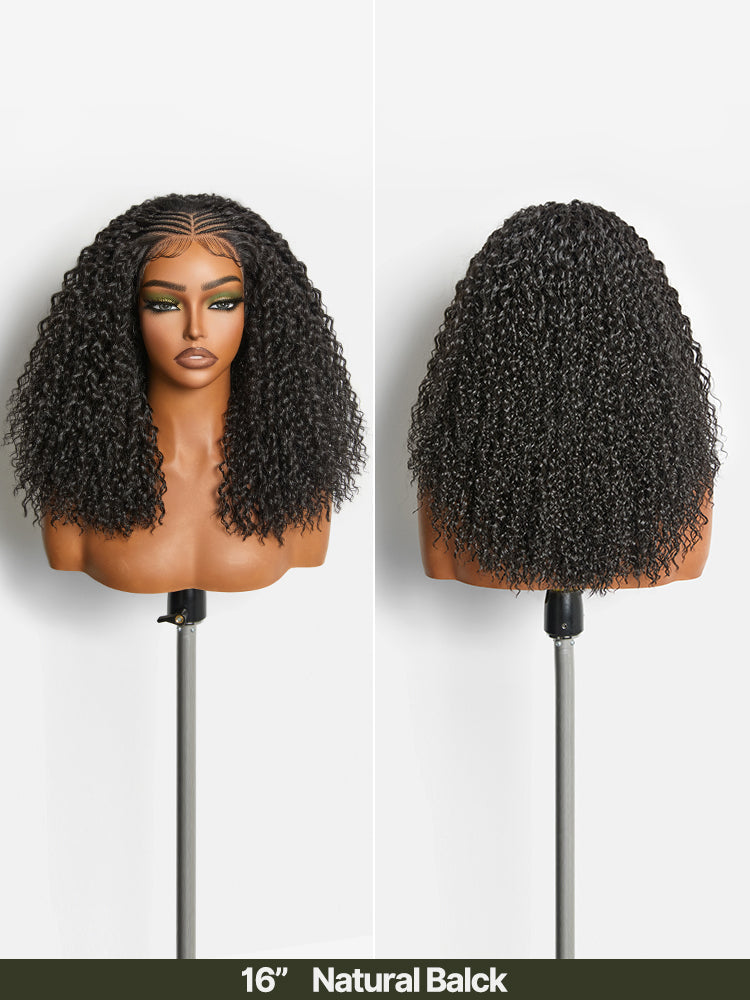 Élorvane Fiber Cornrow Top Braided Drawstring Wig 13x6 Pre-Cut Lace Front Natural Black