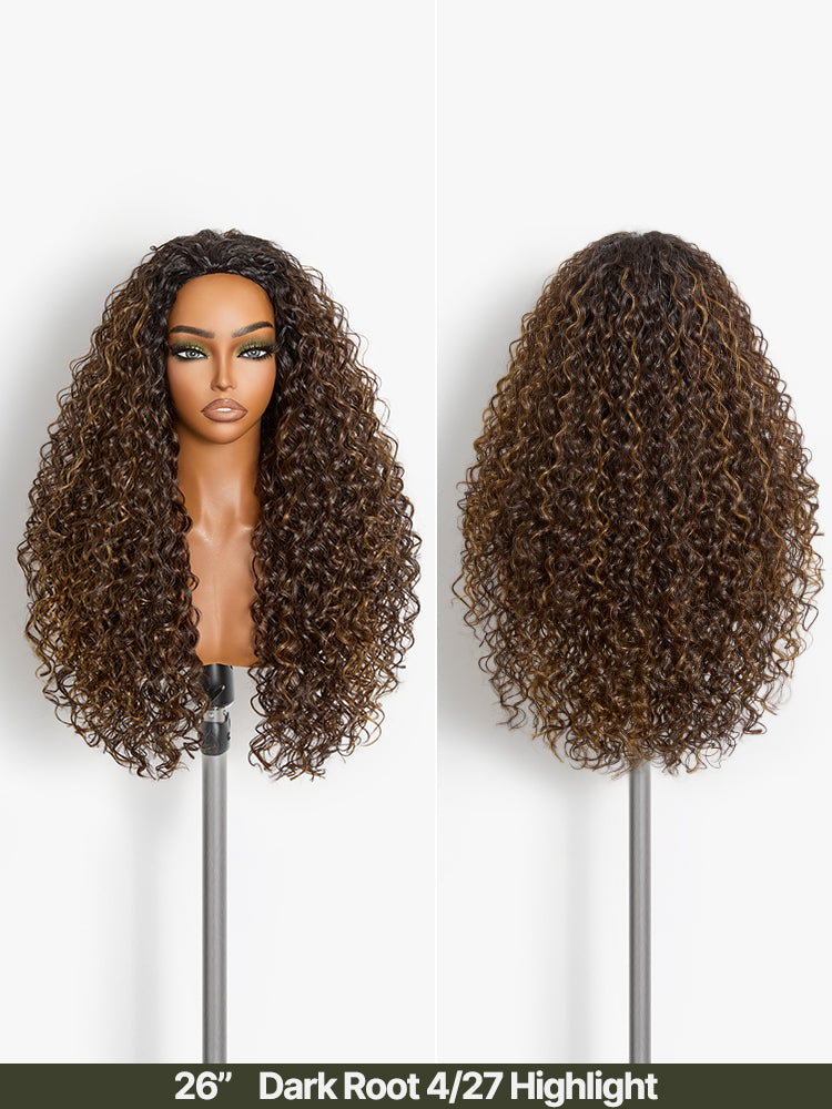 Élorvane Synthetic Fiber + Human Hair Shaggy Waves 3-in-1 Half Wig Ready to Wear
