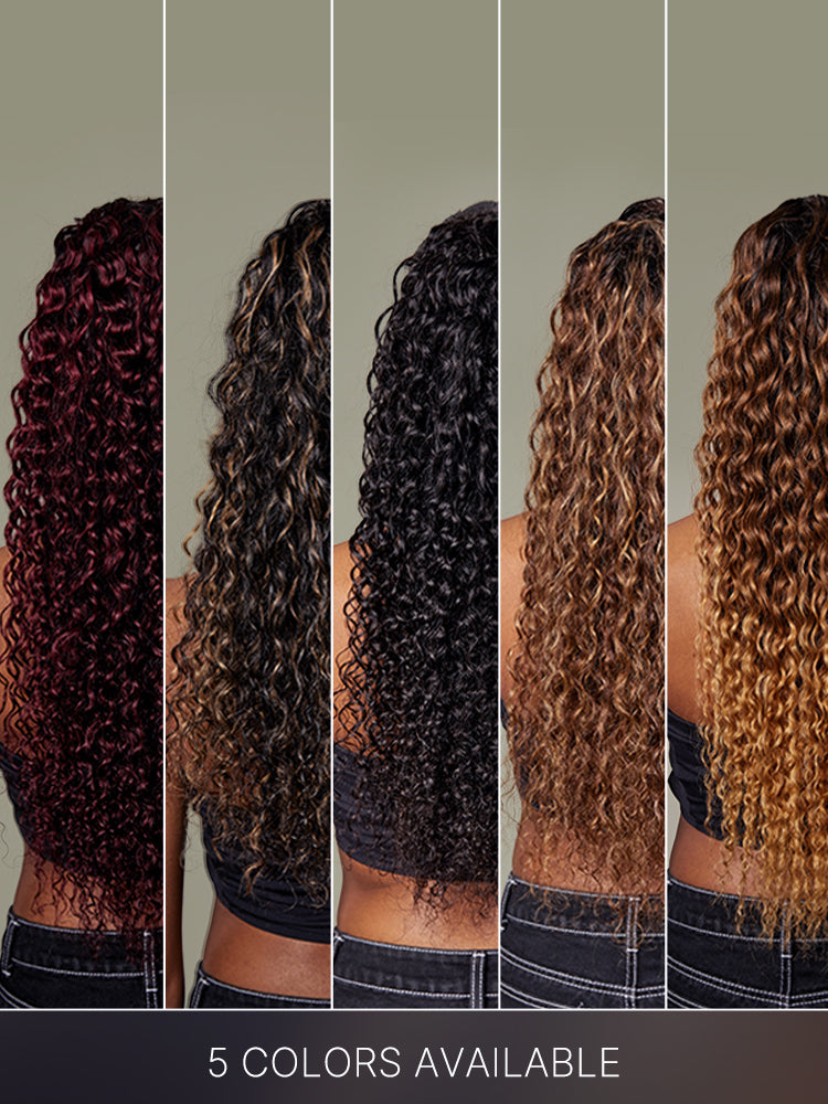 Élorvane Full Natural Water Wave Drawstring Ponytail Human Hair Extensions