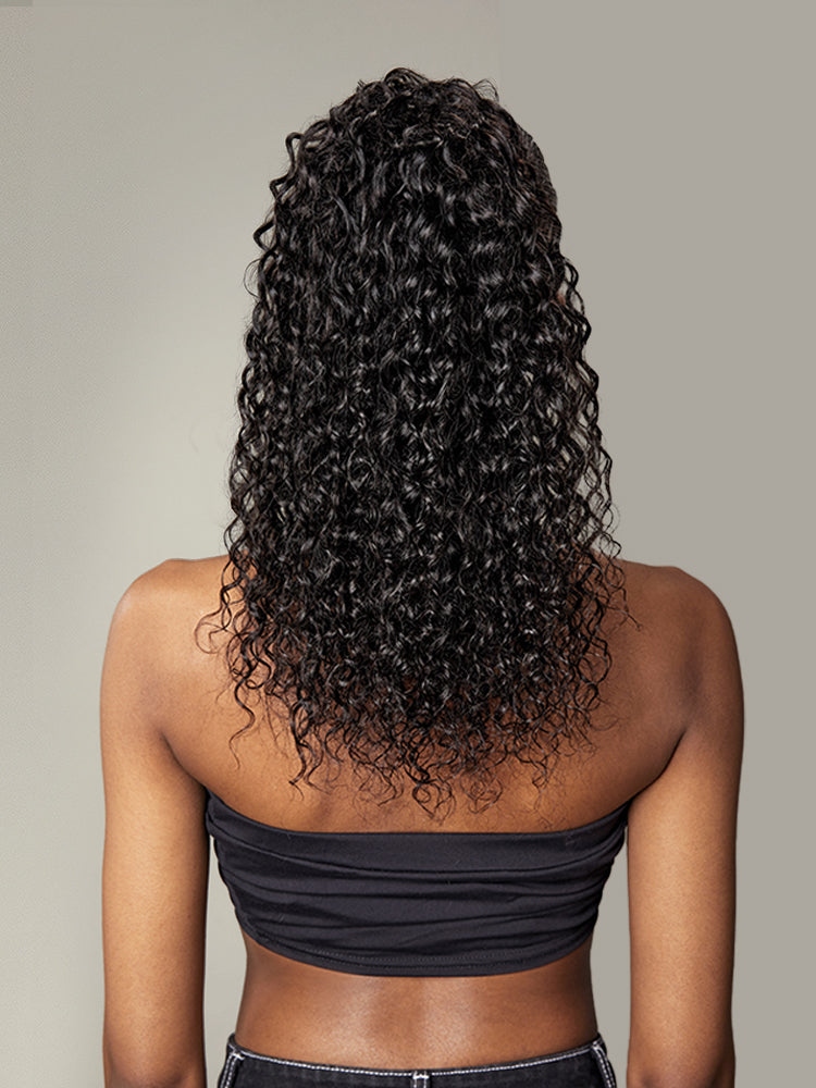 Élorvane Natural Black Full Water Wave Drawstring Ponytail Human Hair - Imani