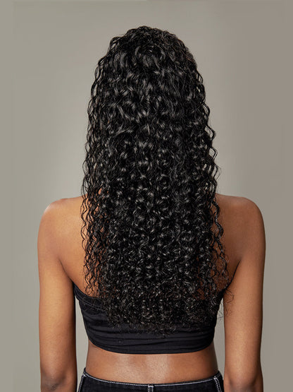 Élorvane Full Natural Water Wave Drawstring Ponytail Human Hair Extensions