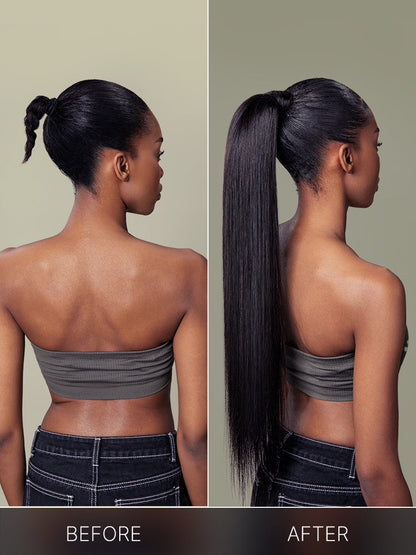 Élorvane 100% Human Hair High-Density 10-Sec Ponytail Hairstyle Drawstring Ponytail Hair Extensions Ponytail