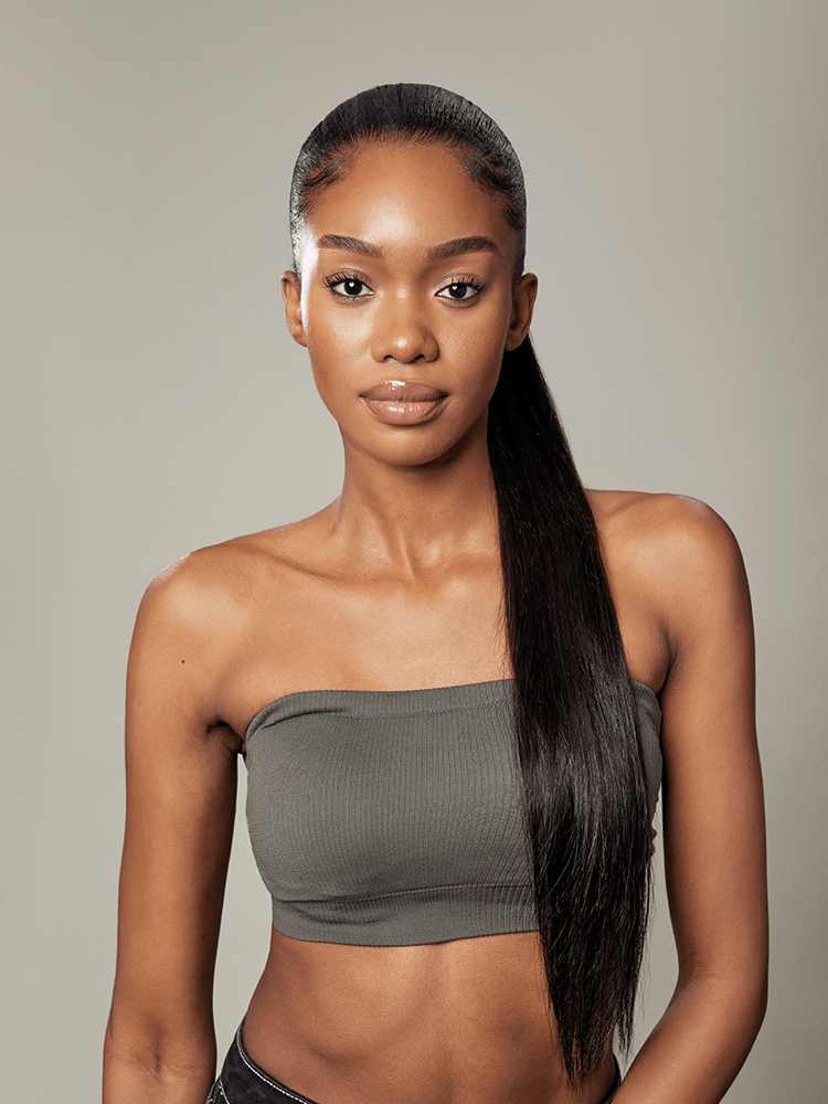 Élorvane Natural Black Seamless Straight Wrap Around Ponytail Human Hair - Destiny