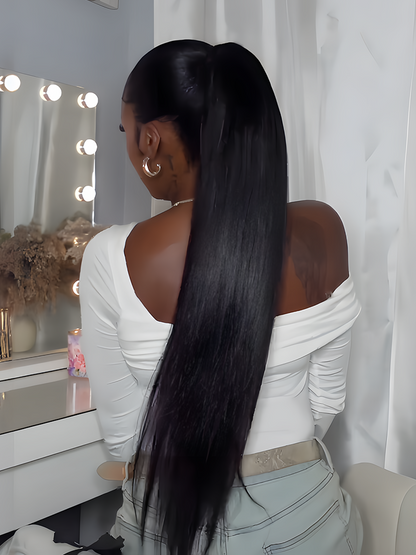 Élorvane 100% Human Hair High-Density 10-Sec Ponytail Hairstyle Drawstring Ponytail Hair Extensions Ponytail