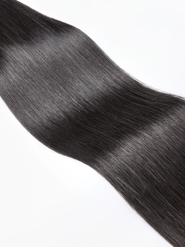 Élorvane Natural Black Seamless Straight Wrap Around Ponytail Human Hair - Destiny