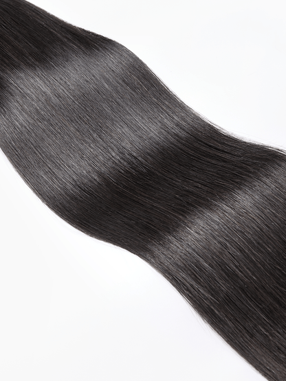 Élorvane Natural Black Seamless Straight Wrap Around Ponytail Human Hair - Destiny
