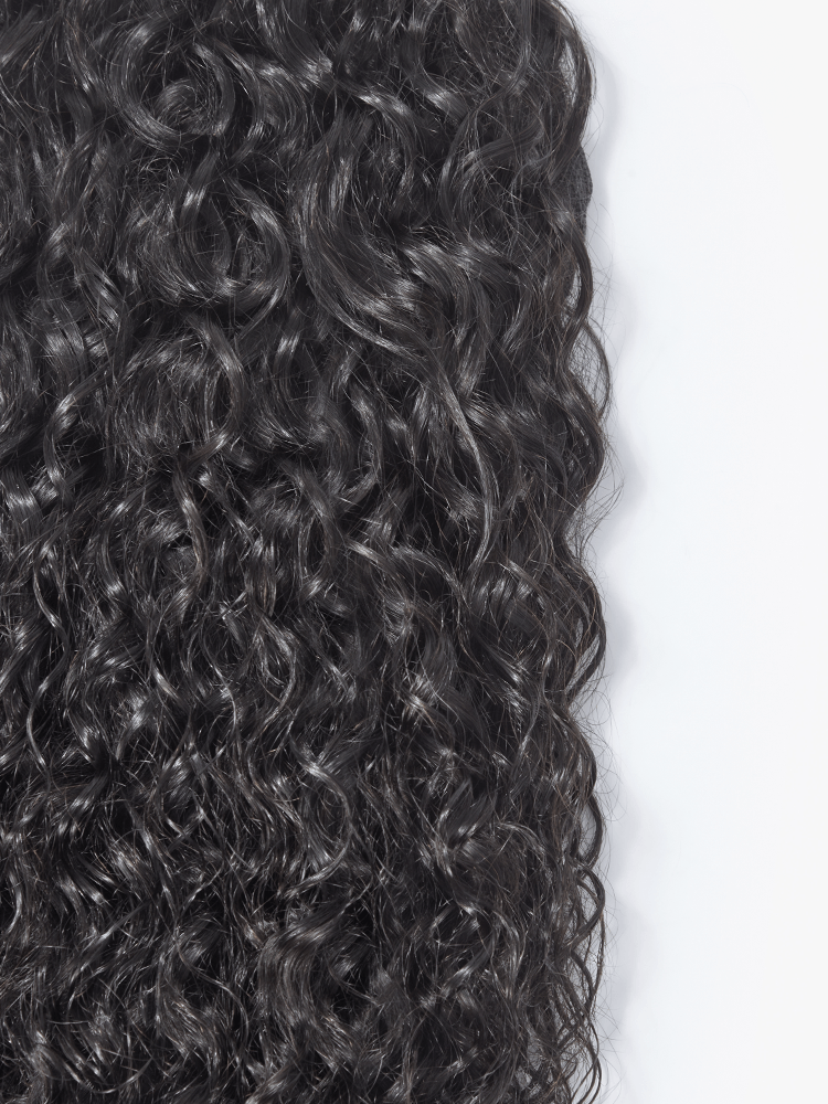 Élorvane Natural Black Full Water Wave Drawstring Ponytail Human Hair - Imani