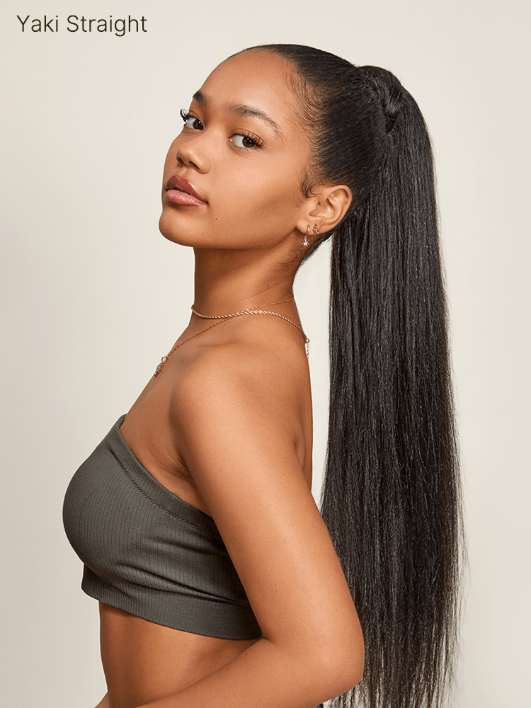 Élorvane Natural Black Yaki Straight Wrap Around Ponytail Human Hair - Nia