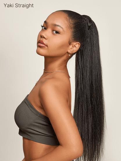 Élorvane Natural Black Yaki Straight Wrap Around Ponytail Human Hair - Nia