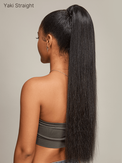 Élorvane Natural Black Yaki Straight Wrap Around Ponytail Human Hair - Nia