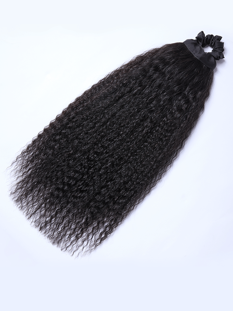 Élorvane Natural Black Boho Curl Scrunchie Ponytail Human Hair - Tiana