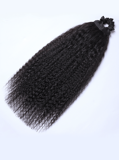 Élorvane Natural Black Boho Curl Scrunchie Ponytail Human Hair - Tiana