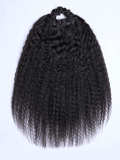 Élorvane Natural Black Boho Curl Scrunchie Ponytail Human Hair - Tiana