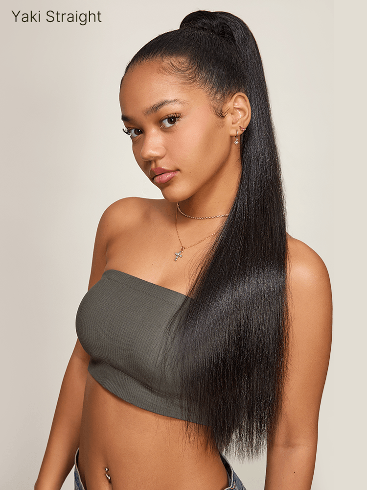 Élorvane 100% Human Hair High-Density 10-Sec Ponytail Hairstyle Drawstring Ponytail Hair Extensions Ponytail