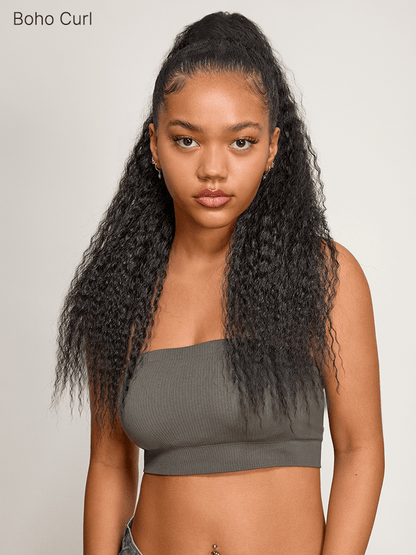 Élorvane 100% Human Hair High-Density 10-Sec Ponytail Hairstyle Drawstring Ponytail Hair Extensions Ponytail
