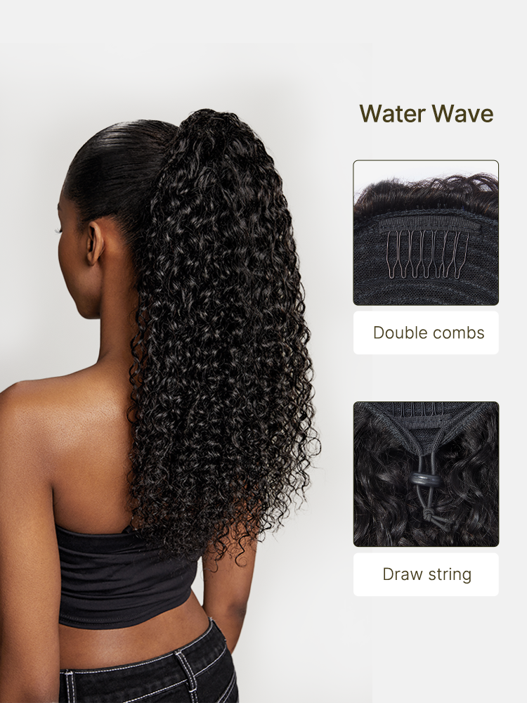 Élorvane 100% Human Hair High-Density 10-Sec Ponytail Hairstyle Drawstring Ponytail Hair Extensions Ponytail