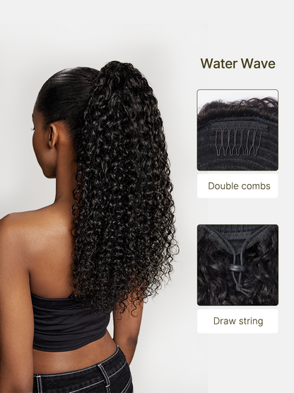 Élorvane 100% Human Hair High-Density 10-Sec Ponytail Hairstyle Drawstring Ponytail Hair Extensions Ponytail