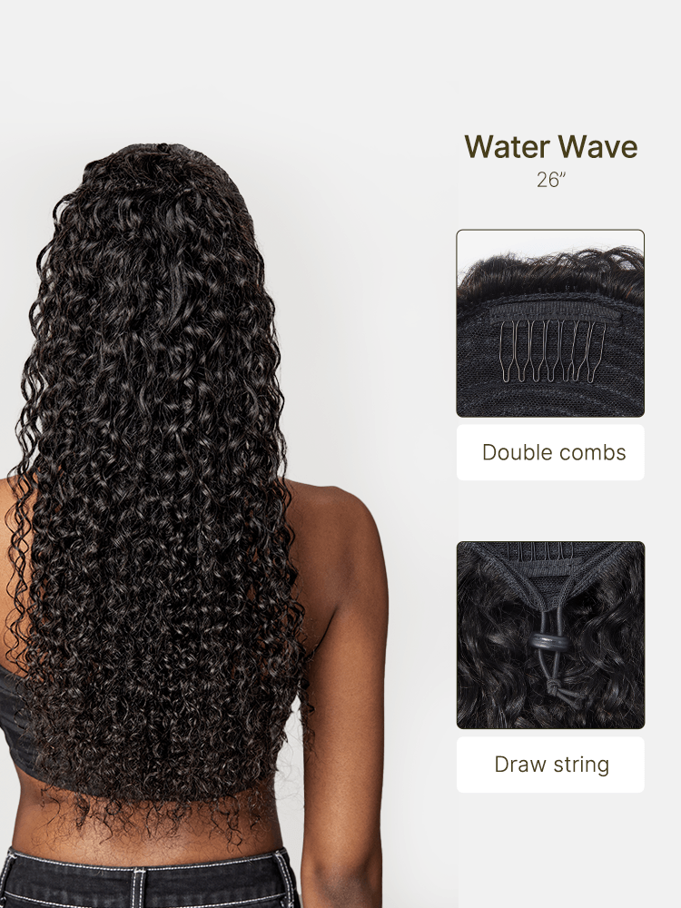 Élorvane 100% Human Hair High-Density 10-Sec Ponytail Hairstyle Drawstring Ponytail Hair Extensions Ponytail