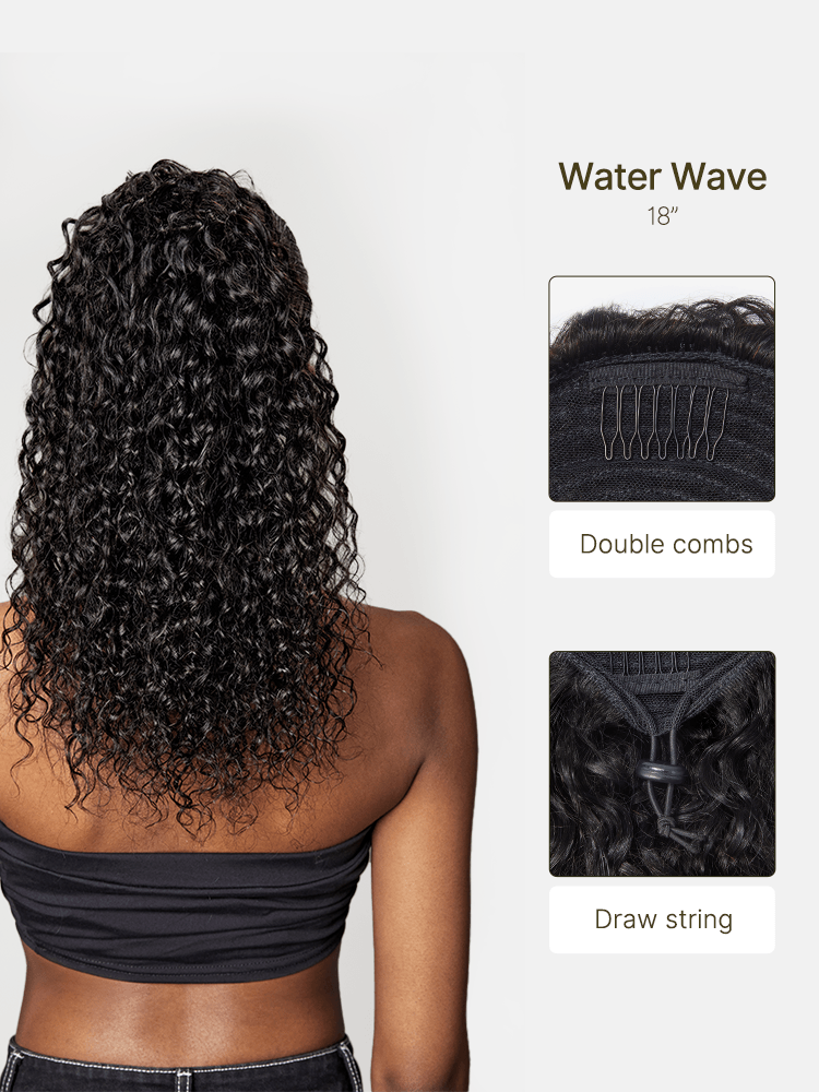 Élorvane 100% Human Hair High-Density 10-Sec Ponytail Hairstyle Drawstring Ponytail Hair Extensions Ponytail