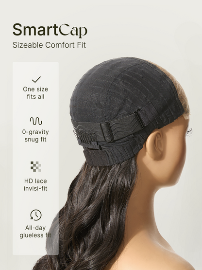 Élorvane 100% Human Hair Silky Straight Drawstring Wig Pre-Cut Lace Glueless FlexFit Fits All Head Sizes