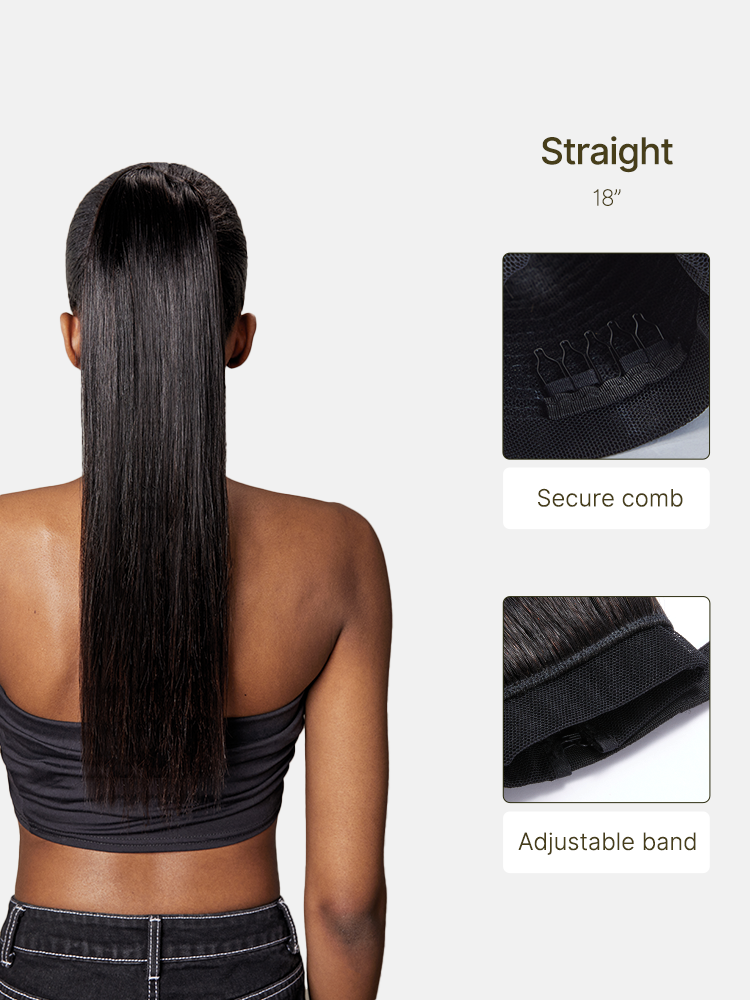 Élorvane 100% Human Hair High-Density 10-Sec Ponytail Hairstyle Drawstring Ponytail Hair Extensions Ponytail