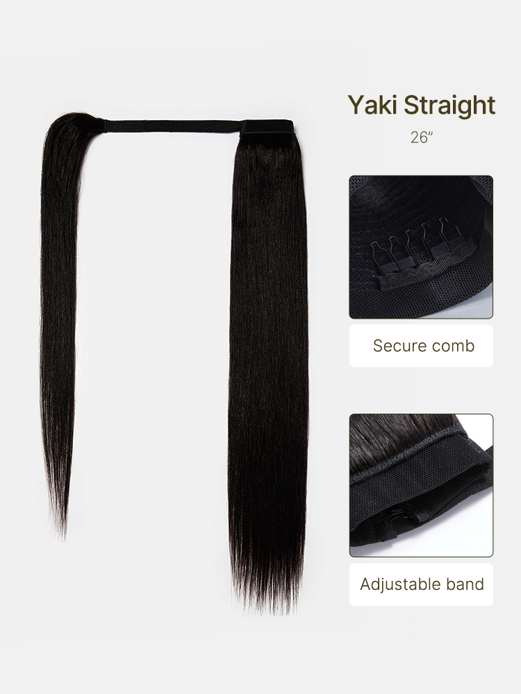 Élorvane 100% Human Hair High-Density 10-Sec Ponytail Hairstyle Drawstring Ponytail Hair Extensions Ponytail