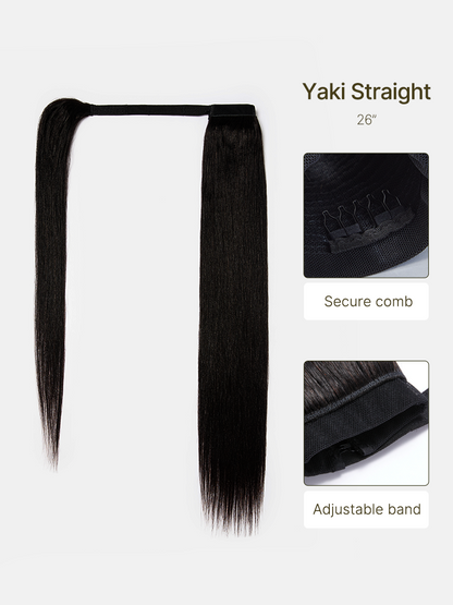 Élorvane 100% Human Hair High-Density 10-Sec Ponytail Hairstyle Drawstring Ponytail Hair Extensions Ponytail