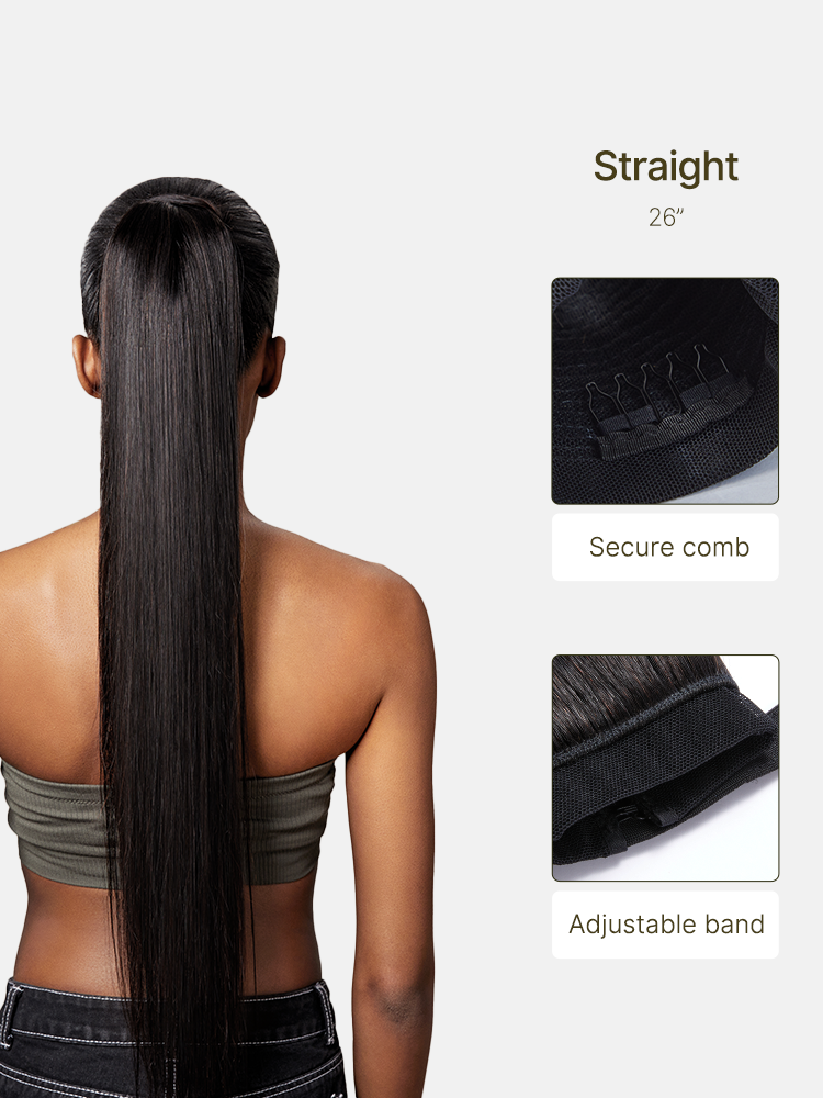 Élorvane 100% Human Hair High-Density 10-Sec Ponytail Hairstyle Drawstring Ponytail Hair Extensions Ponytail