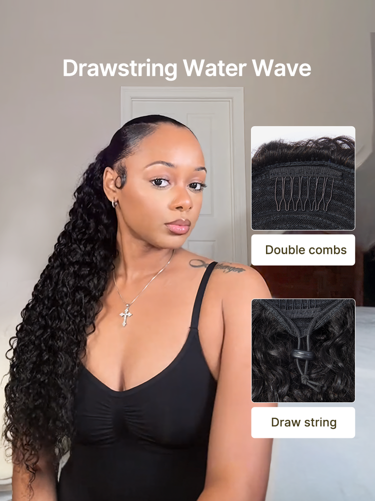 Élorvane 100% Human Hair High-Density 10-Sec Ponytail Hairstyle Drawstring Ponytail Hair Extensions Ponytail