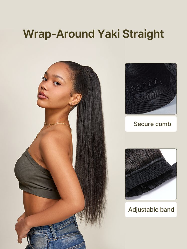 Élorvane 100% Human Hair High-Density 10-Sec Ponytail Hairstyle Drawstring Ponytail Hair Extensions Ponytail