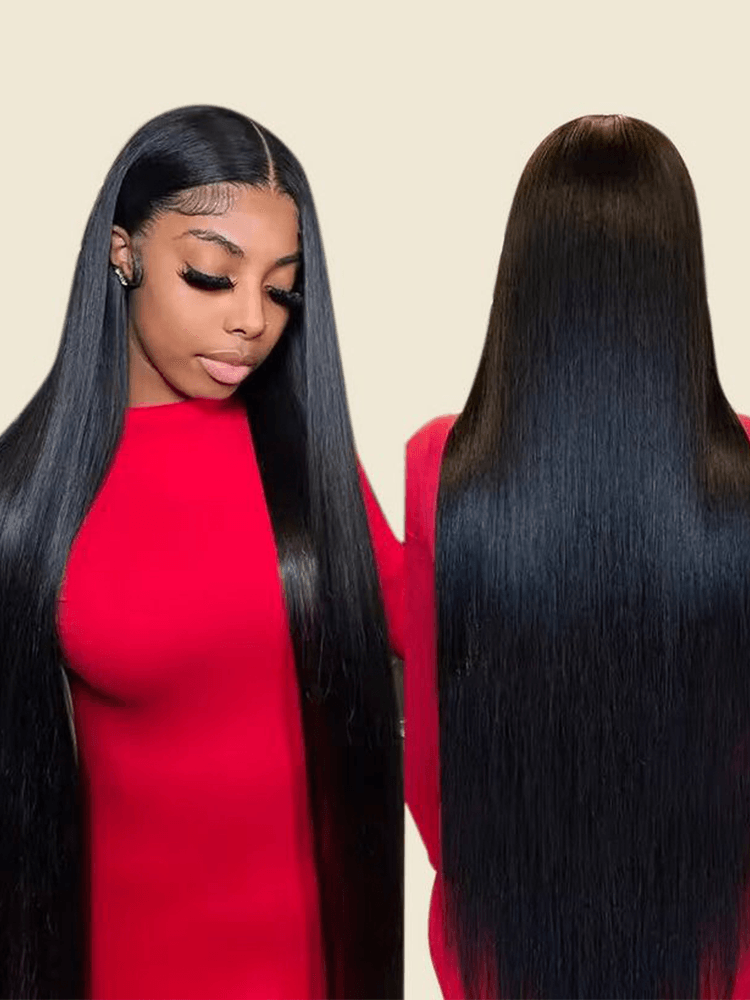 Élorvane 100% Human Hair Silky Straight Drawstring Wig Pre-Cut Lace Glueless FlexFit Fits All Head Sizes