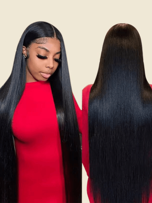 Élorvane 100% Human Hair Silky Straight Drawstring Wig Pre-Cut Lace Glueless FlexFit Fits All Head Sizes
