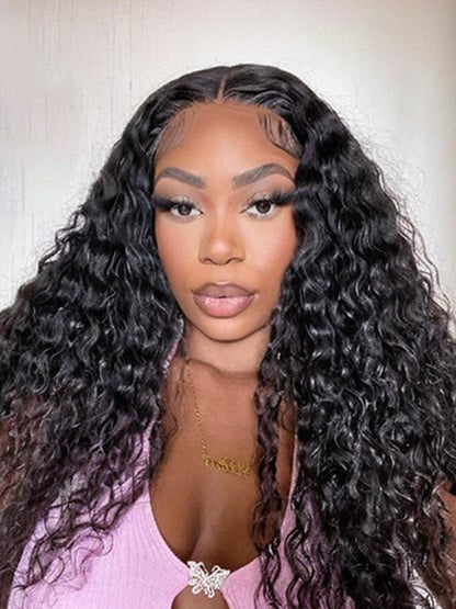 Élorvane Synthetic Fiber + Human Hair Curly Wig Middle Part Pre-Cut Lace Ready to Wear