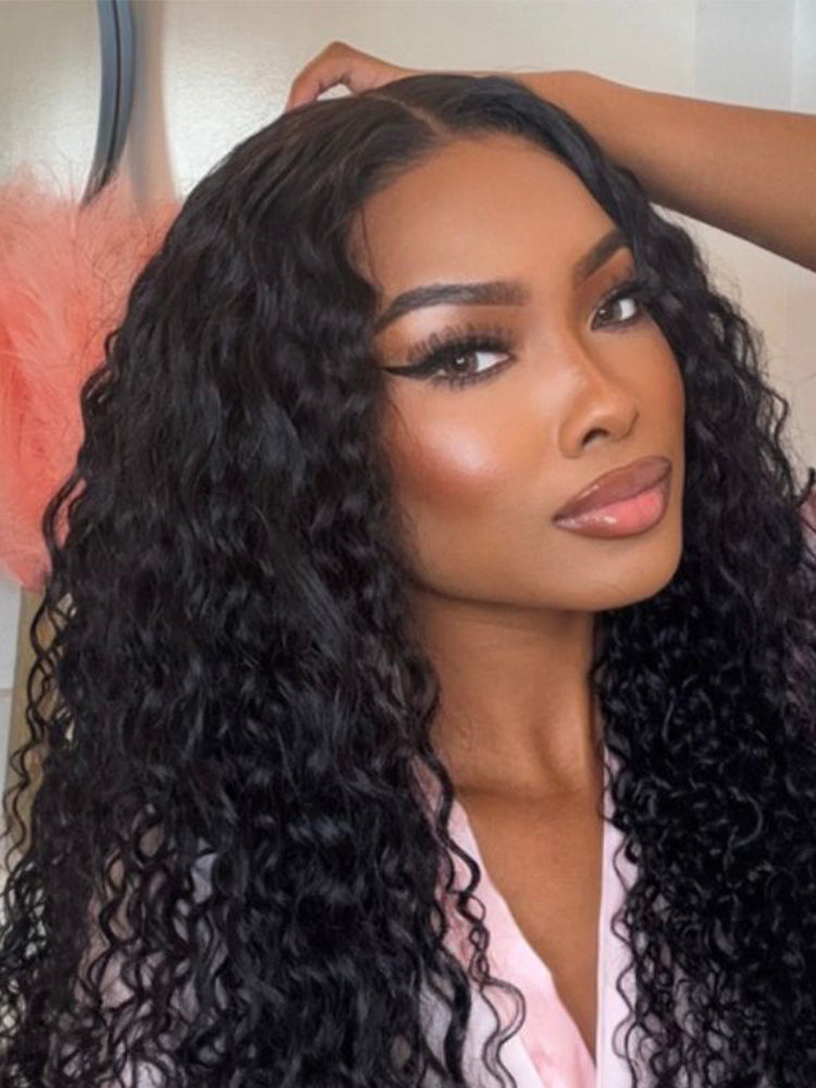 Élorvane Synthetic Fiber + Human Hair Curly Wig Middle Part Pre-Cut Lace Ready to Wear