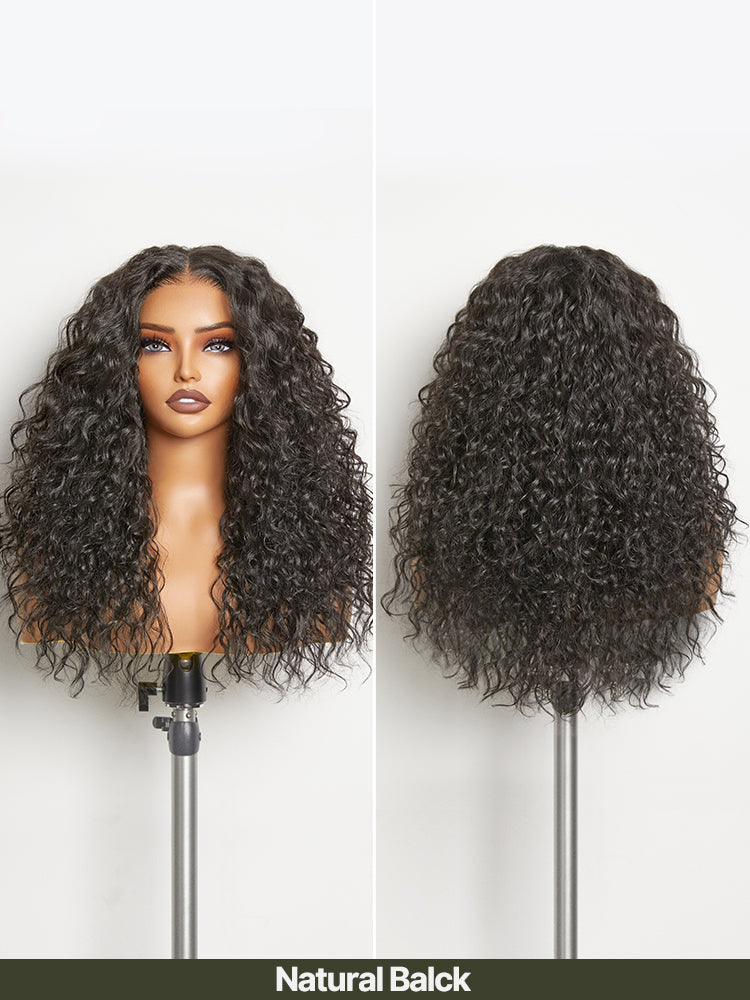 Élorvane Synthetic Fiber + Human Hair Curly Wig Middle Part Pre-Cut Lace Ready to Wear
