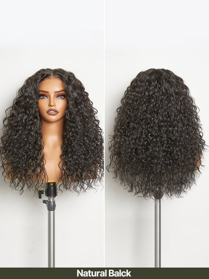 Élorvane Synthetic Fiber + Human Hair Curly Wig Middle Part Pre-Cut Lace Ready to Wear