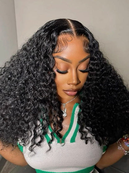 Élorvane Synthetic Fiber + Human Hair Curly Wig Middle Part Pre-Cut Lace Ready to Wear