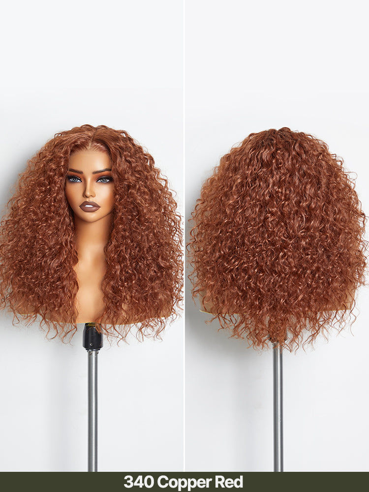 Élorvane Synthetic Fiber + Human Hair Curly Wig Middle Part Pre-Cut Lace Ready to Wear