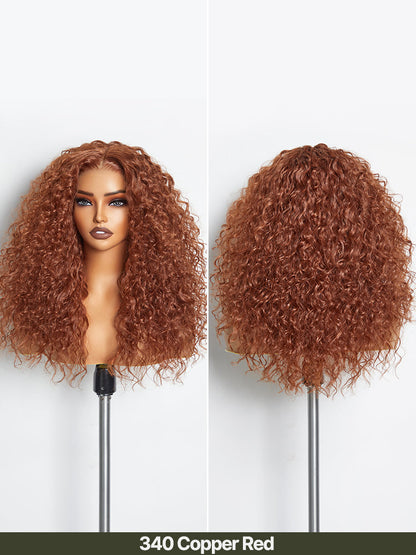 Élorvane Synthetic Fiber + Human Hair Curly Wig Middle Part Pre-Cut Lace Ready to Wear