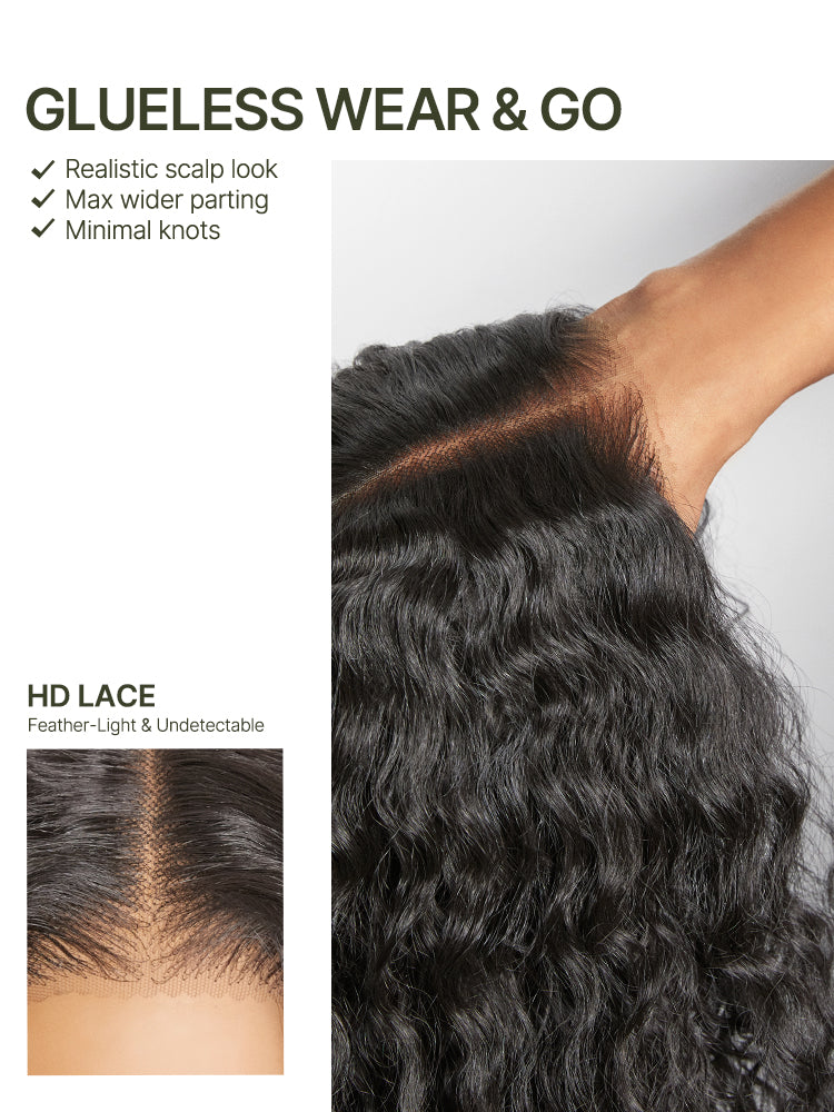 Élorvane Synthetic Fiber + Human Hair Curly Wig Middle Part Pre-Cut Lace Ready to Wear