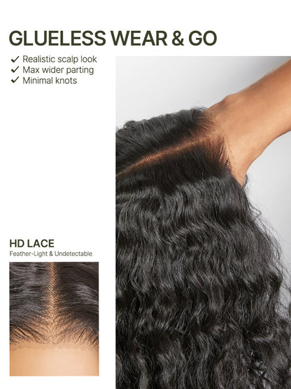 Élorvane Synthetic Fiber + Human Hair Curly Wig Middle Part Pre-Cut Lace Ready to Wear