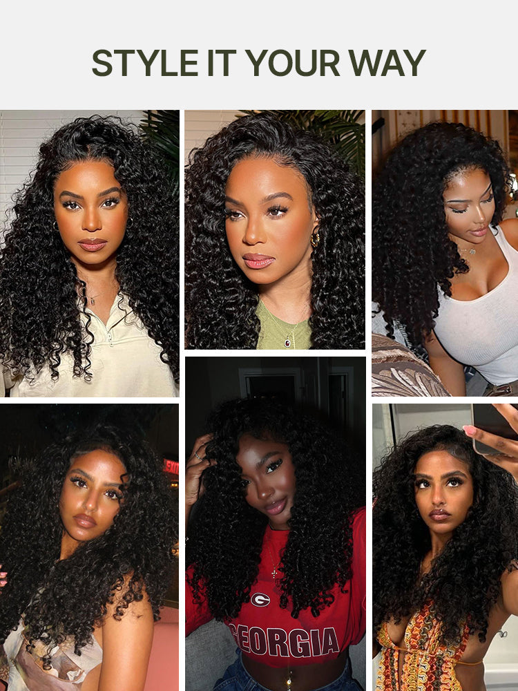 Élorvane Synthetic Fiber + Human Hair Burmese Curly 3-in-1 Half Wig Spiral Ends