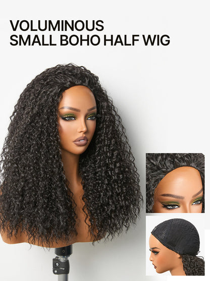 Élorvane Synthetic Fiber + Human Hair 3-in-1 Bouncy Curly Half Wig Ready to Wear Effortless Daily Wear