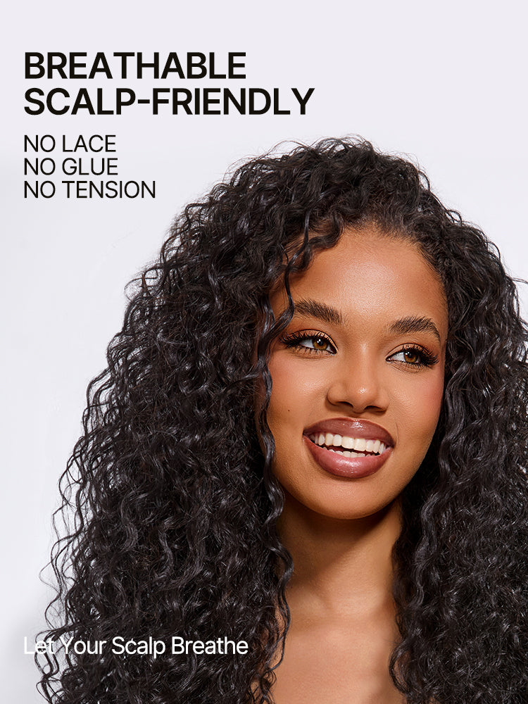 Élorvane Synthetic Fiber + Human Hair 3-in-1 Bouncy Curly Half Wig Ready to Wear Effortless Daily Wear