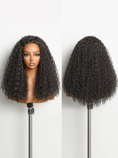 Élorvane Synthetic Fiber + Human Hair 3-in-1 Bouncy Curly Half Wig Ready to Wear Effortless Daily Wear