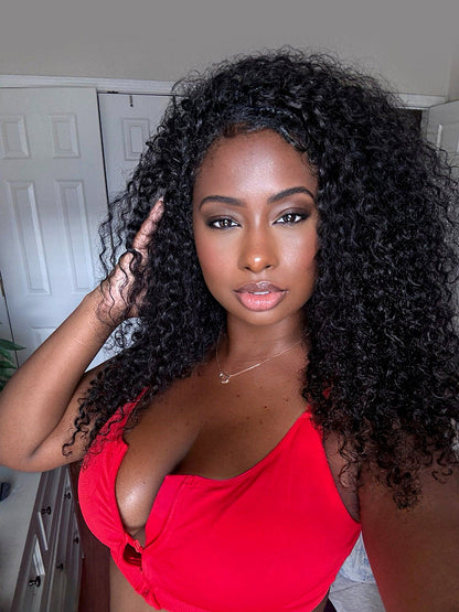 Élorvane Synthetic Fiber + Human Hair 3-in-1 Bouncy Curly Half Wig Ready to Wear Effortless Daily Wear