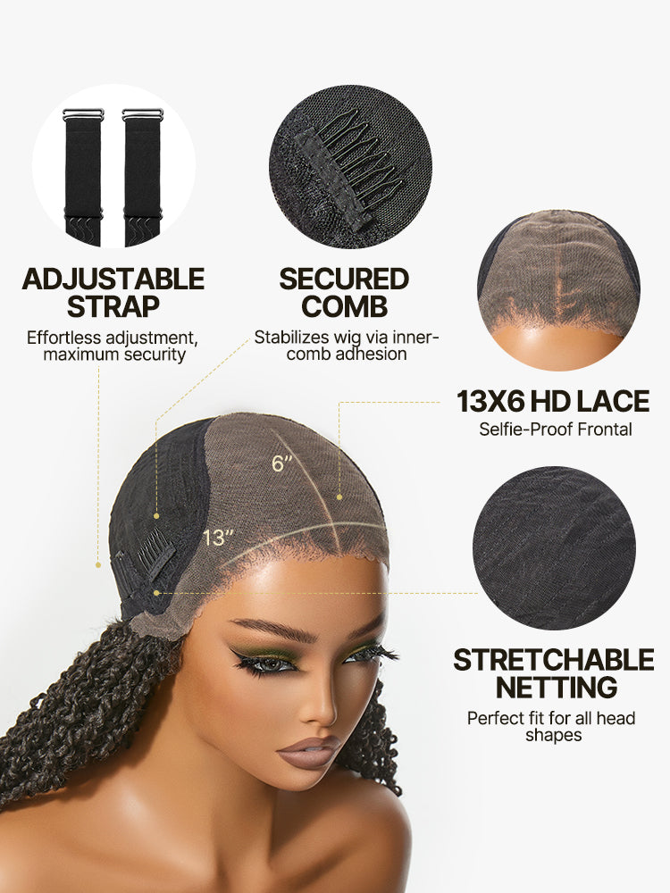 Élorvane Fiber Boho Twist Curly Wig 13x6 Pre-Cut Lace Front Glueless Ear-to-Ear