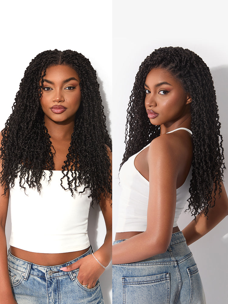Élorvane Fiber Boho Twist Curly Wig 13x6 Pre-Cut Lace Front Glueless Ear-to-Ear