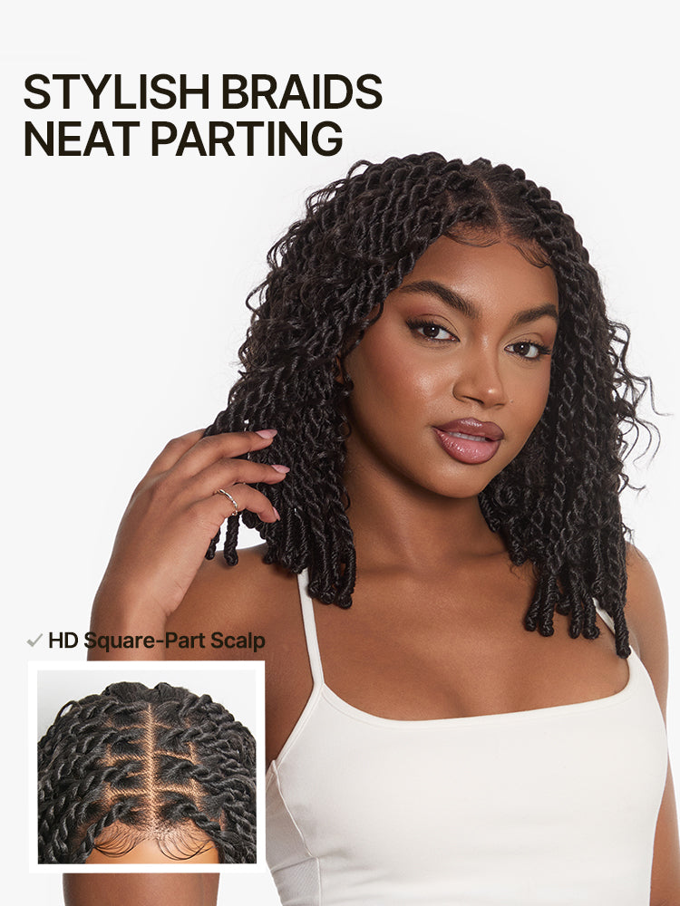 Élorvane Fiber Boho Knot Twist Bob Wig 13x5 Lace Front Wig Beginner Friendly